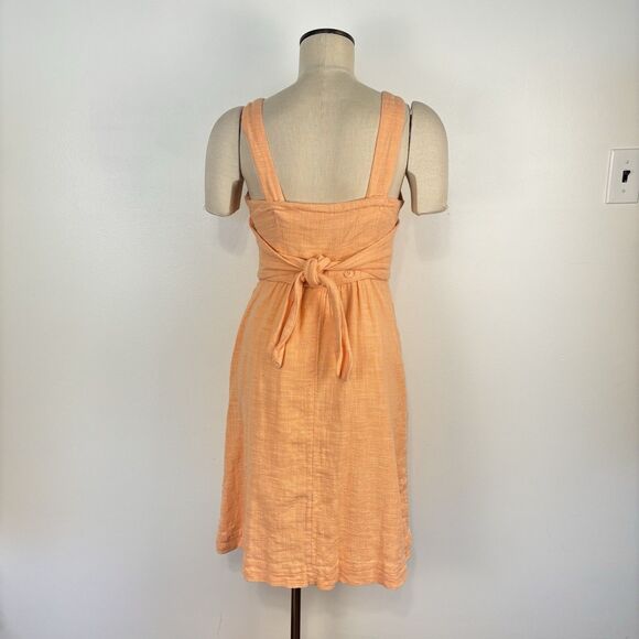 Anthropologie Size 4 Meadow Rue Ingalls Front Tie Apron Dress Pockets Orange - Picture 5 of 11